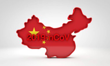 China Corona virus map. 3D Rendering