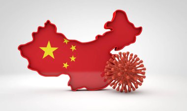 Çin haritasında ölümcül korona virüsü var. 3d Hazırlama