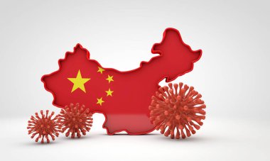 Çin haritasında ölümcül korona virüsü var. 3d Hazırlama