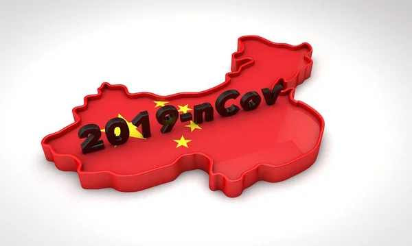 Mapa Číny s názvem coronavirus 2019-ncov. 3D vykreslování — Stock fotografie