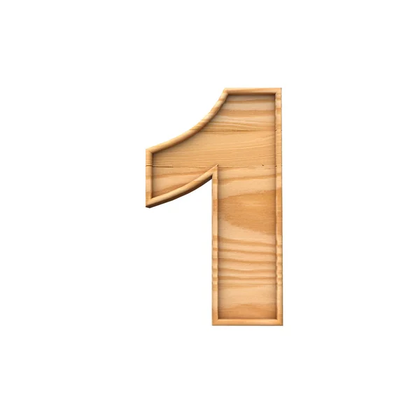 Wooden number 1 symbol. 3D Rendering — Stock Photo, Image