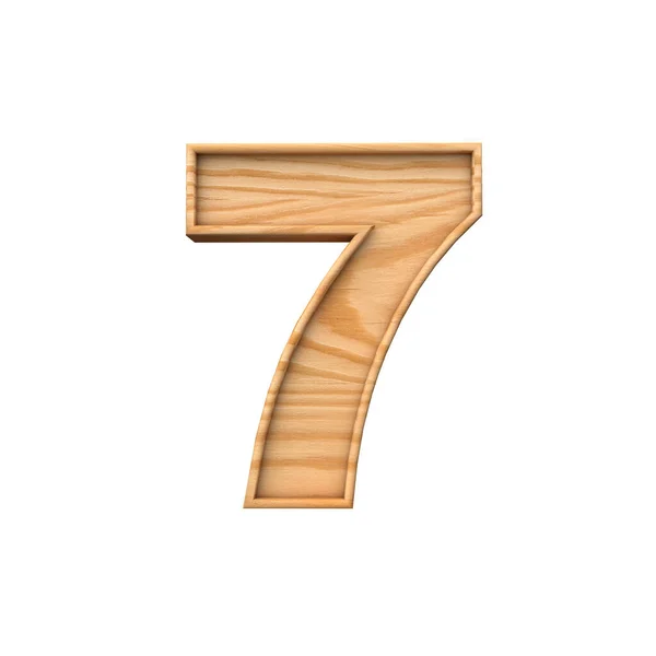 Wooden number 7 symbol. 3D Rendering — 스톡 사진
