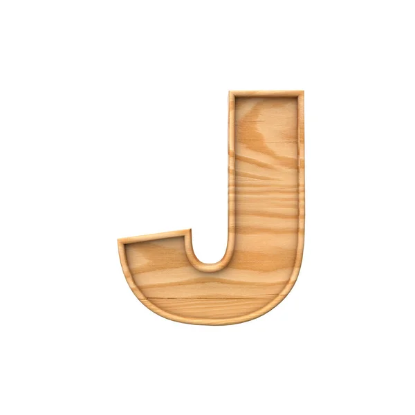 Wooden capital letter J. 3D Rendering — 스톡 사진