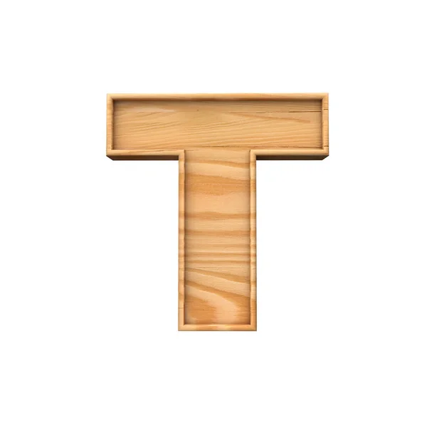 Деревянная заглавная буква T. 3D рендеринг — стоковое фото