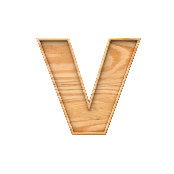 Letra mayúscula de madera V. Representación 3D —  Fotos de Stock