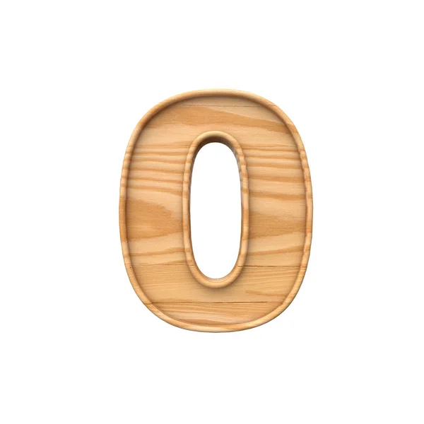 Wooden number 0 symbol. 3D Rendering — Stock Photo, Image