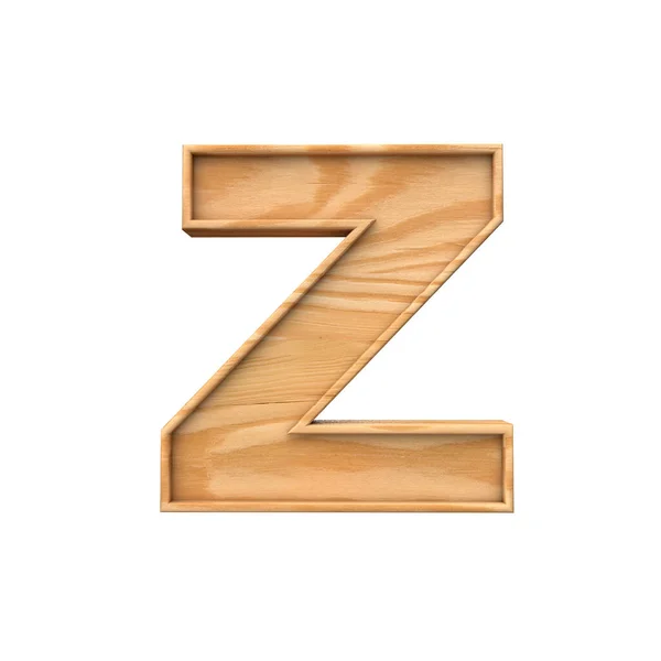 Letra mayúscula de madera Z. Renderizado 3D — Foto de Stock