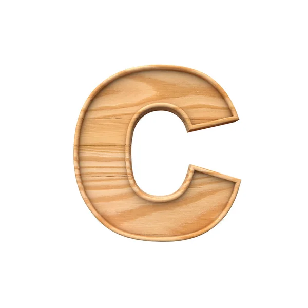 Letra mayúscula de madera C. Representación 3D —  Fotos de Stock
