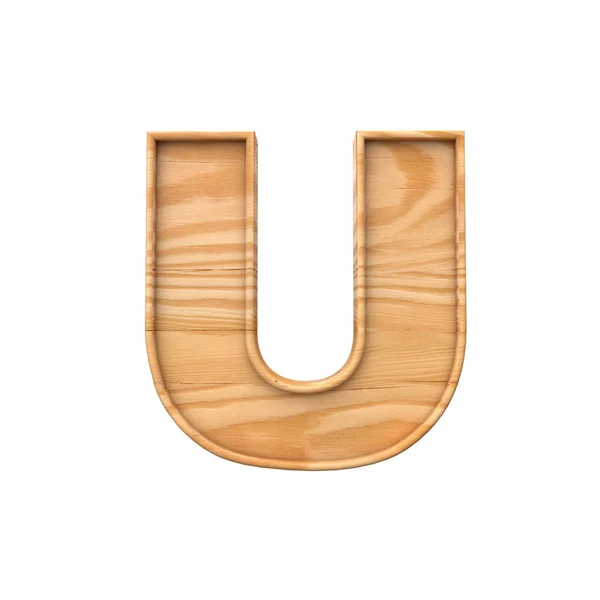 Lettre majuscule en bois U. Rendu 3D — Photo