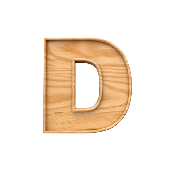 Letra mayúscula de madera D. Representación 3D — Foto de Stock