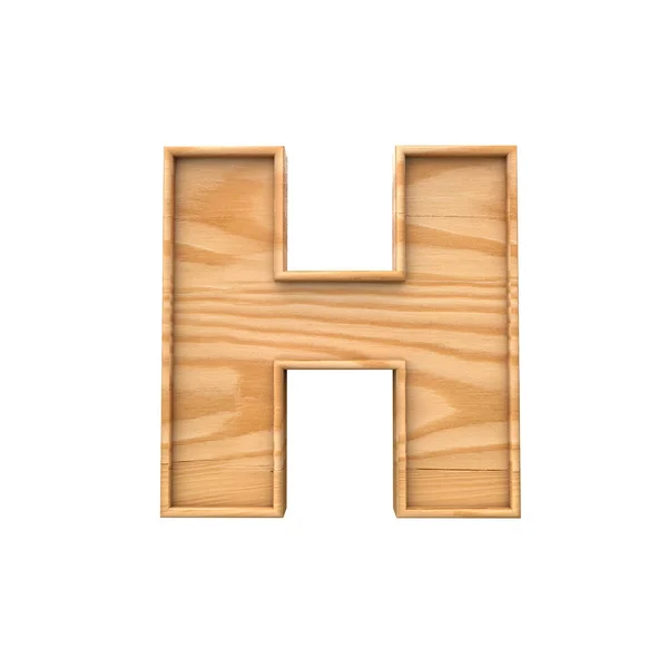 Letra mayúscula de madera H. Representación 3D — Foto de Stock