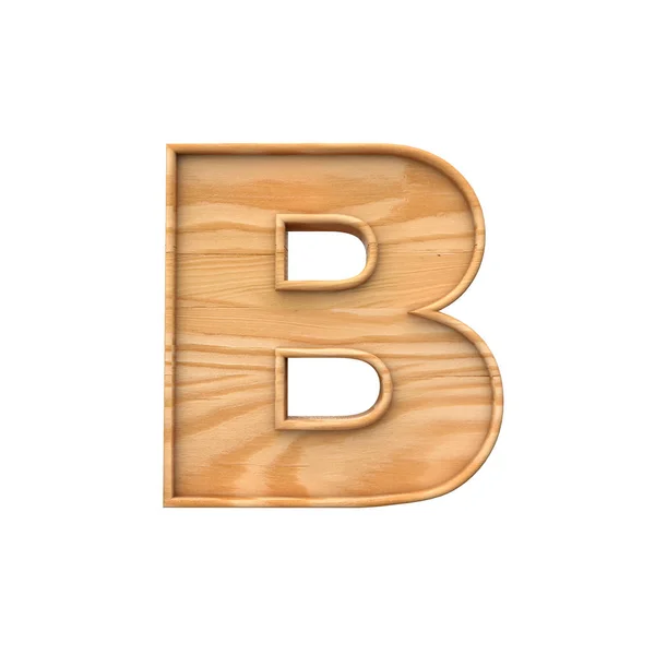 Letra mayúscula de madera B. Renderizado 3D — Foto de Stock