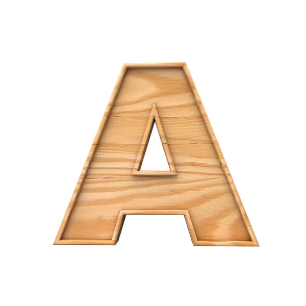 Letra mayúscula de madera A. Renderizado 3D — Foto de Stock