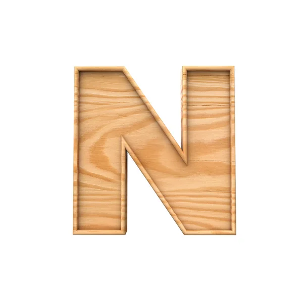 Letra mayúscula de madera N. 3D Rendering — Foto de Stock