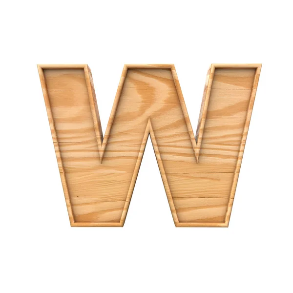 Duża litera drewniana W. 3d Rendering — Zdjęcie stockowe