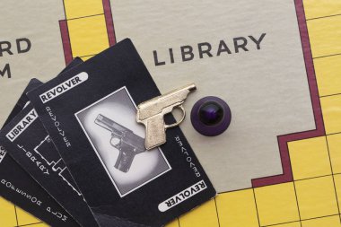 LONDON, UK - January 28th 2020: Cluedo murder mystery boardgame pieces made by waddingtons