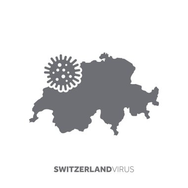 Switzerland map with a virus microbe. Illness and disease outbreak