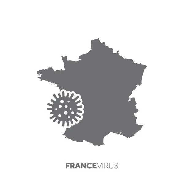 Mappa della Francia con microbo virale. Malattie e epidemie — Vettoriale Stock