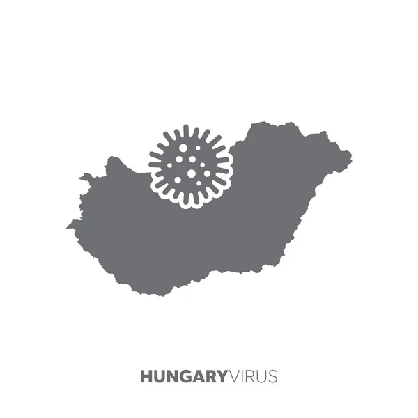 Hungary map with a virus microbe. Illness and disease outbreak — 스톡 벡터