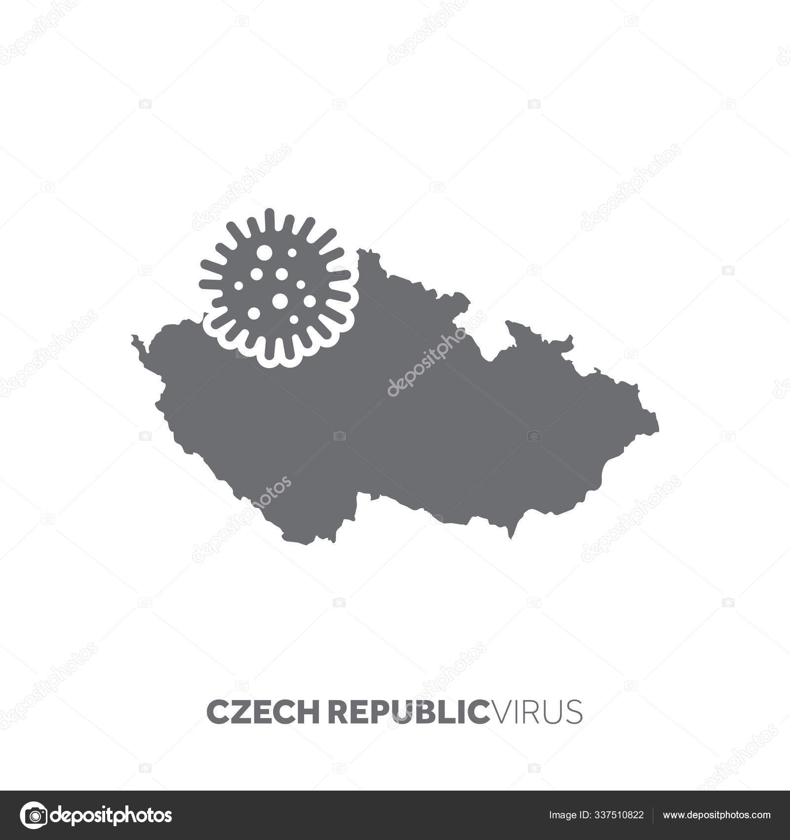 Czech Republic map with a virus microbe. Illness and disease outbreak