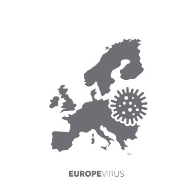 Europe map with a virus microbe. Illness and disease outbreak