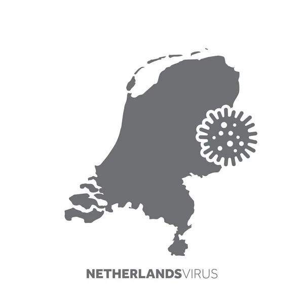 Netherlands map with a virus microbe. Illness and disease outbreak — Stok Vektör