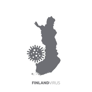Finland map with a virus microbe. Illness and disease outbreak