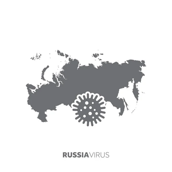 Oroszország térképe egy vírus mikrobával. Betegség és járványkitörés — Stock Vector