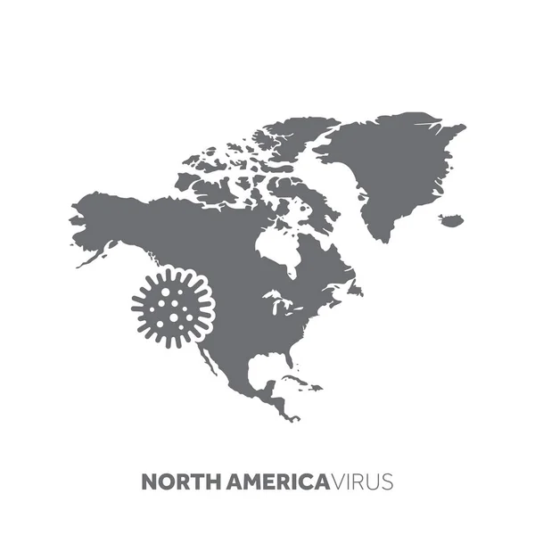 Карта Северной Америки с вирусным микробом. Вспышка болезней и болезней — стоковый вектор