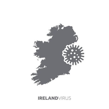 Ireland map with a virus microbe. Illness and disease outbreak