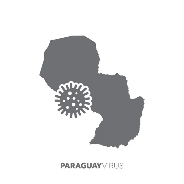 Mappa del Paraguay con un microbo virale. Malattie e epidemie — Vettoriale Stock