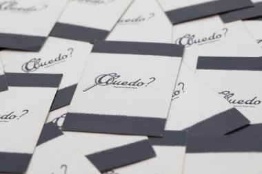 LONDON, UK - January 28th 2020: Cluedo murder mystery boardgame pieces made by waddingtons