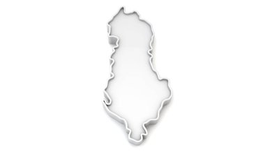 Simple white 3D map of Albania. 3D Rendering