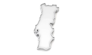 Simple white 3D map of Portugal. 3D Rendering