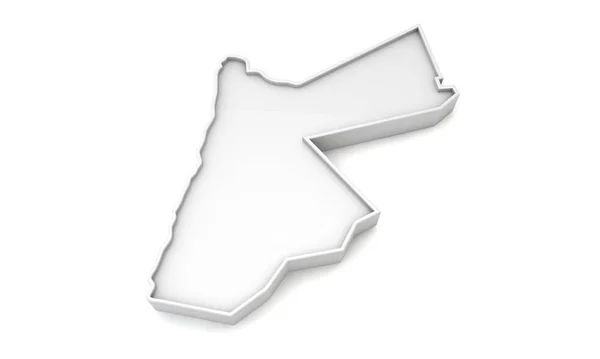 Simple white 3D map of Jordan. 3D Rendering — Stok fotoğraf