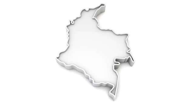 Jednoduchá bílá 3D mapa Kolumbie. 3D vykreslování — Stock fotografie