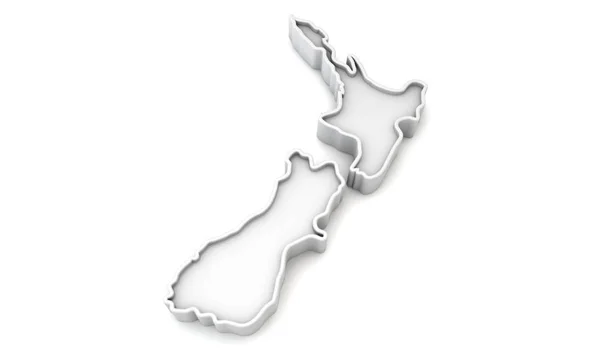 Einfache weiße 3D-Karte von Neuseeland. 3D-Darstellung — Stockfoto