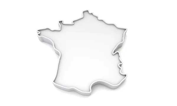 Jednoduchá bílá 3D mapa Francie. 3D vykreslování — Stock fotografie
