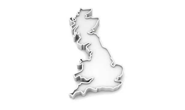 Simple white 3D map of United Kingdom. 3D Rendering — Stok fotoğraf