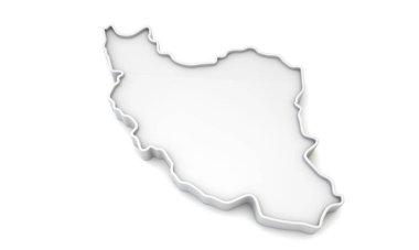 Simple white 3D map of Iran. 3D Rendering