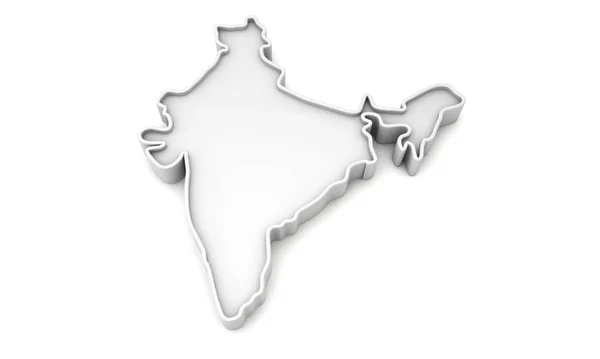 Semplice mappa 3D bianca dell'India. Rendering 3D — Foto Stock