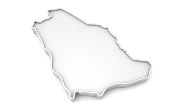 Carte 3D blanche simple de l'Arabie Saoudite. Rendu 3D — Photo