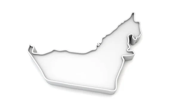 Simple white 3D map of United Arab Emirates. 3D Rendering — Stock Photo, Image