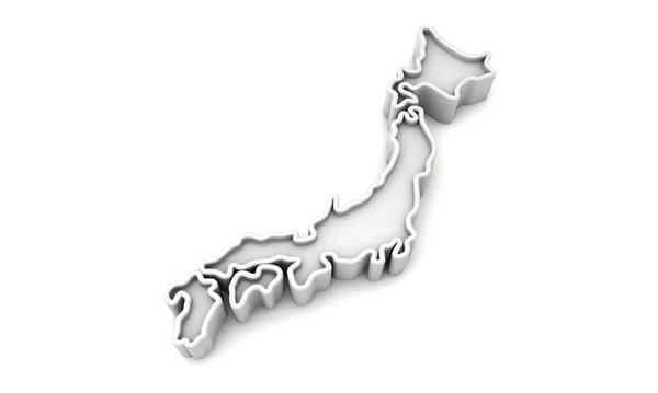 Einfache weiße 3D-Karte von Japan. 3D-Darstellung — Stockfoto