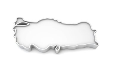 Simple white 3D map of Turkey. 3D Rendering