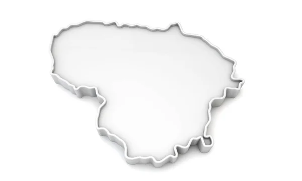 Jednoduchá bílá 3D mapa Litvy. 3D vykreslování — Stock fotografie
