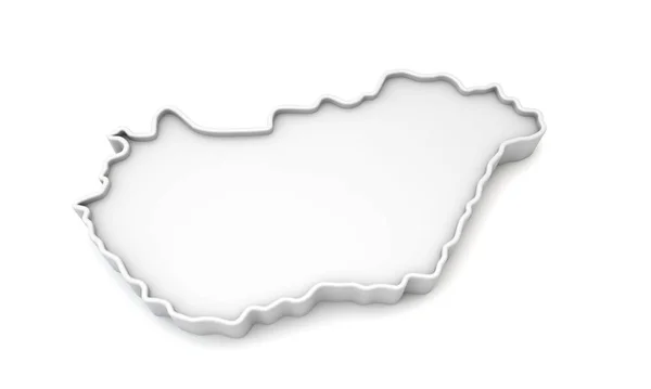 Simple white 3D map of Hungary. 3D Rendering — Stok fotoğraf