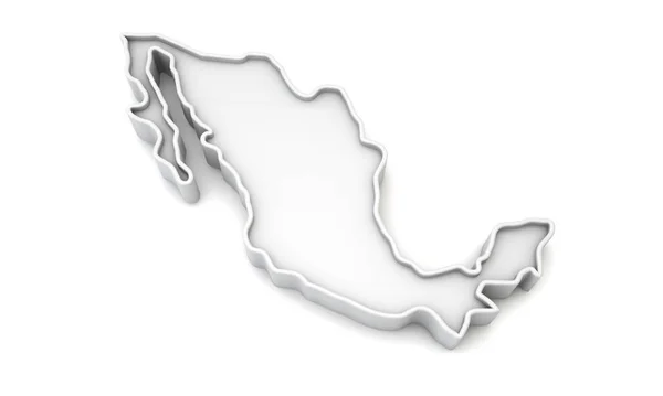 Simple white 3D map of Mexico. 3D Rendering — Stok fotoğraf