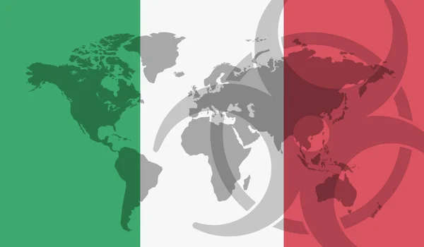 Itálie vlajka globální koncepce propuknutí choroby — Stock fotografie