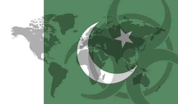 Pákistán vlajka globální koncepce propuknutí choroby — Stock fotografie
